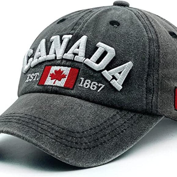 Variety To Go Canadian Baseball Hat Cap, 100% Cotton Maple Leaf Hat (2060 Gray) - Picture 6 of 7